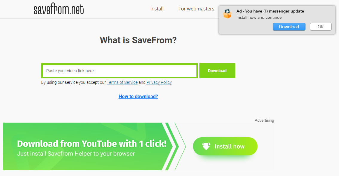 Ads on SaveFrom