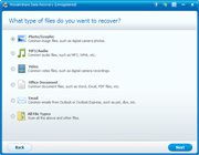 Data Recovery: choose file types that you want to recover