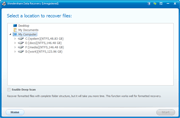 Data Recovery: select a location to recover files