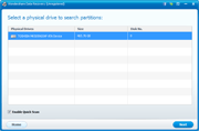 Data Recovery: select physical drive to search partitions