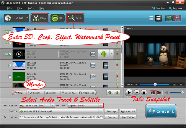 Convert DVD to Nexus 7: Edit output video