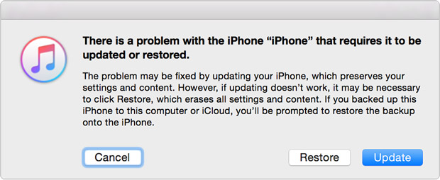 Restore or update iPhone in recovery mode