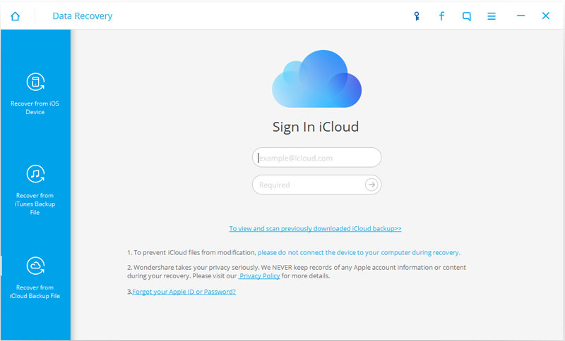 Sign in Apple ID to download iCloud backup