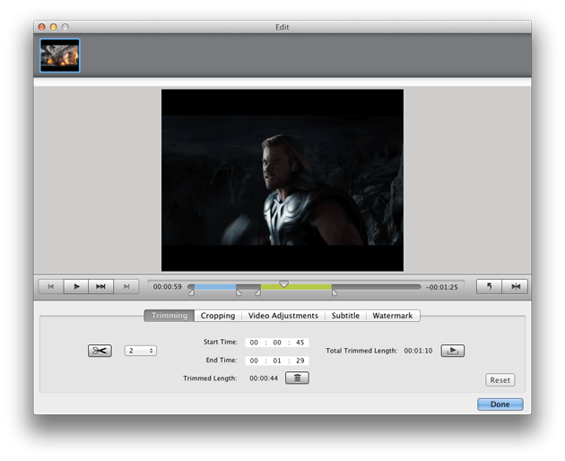Video Converter Ultimate Mac: trim video